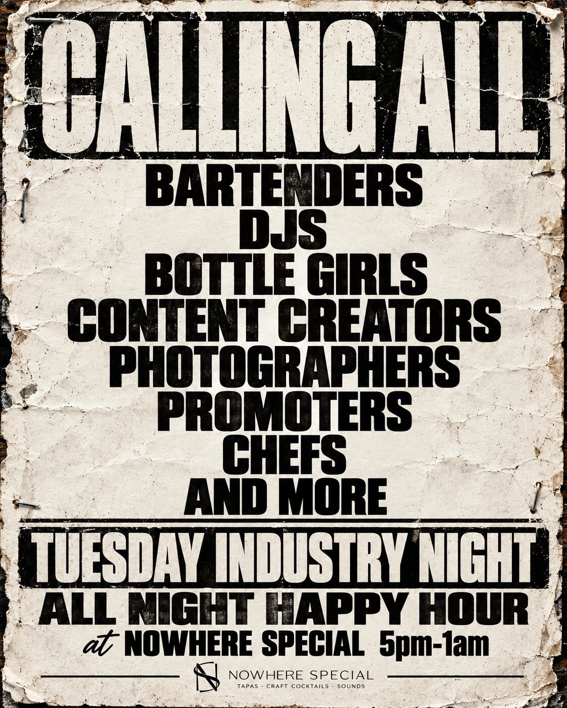Tuesday Industry Night @ Nowhere Special